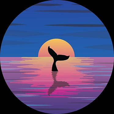 Ocean sunset with whale tail.
Design is available on shirts, mugs, stickers, buttons, clocks.